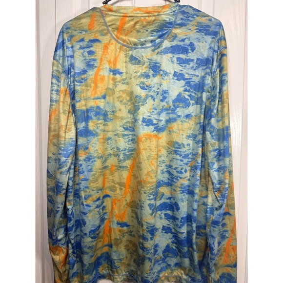 Reel Legends Reel-Tec Performance Shirt Men's Large Blue Orange Camo Long Sleeve - Picture 2 of 5